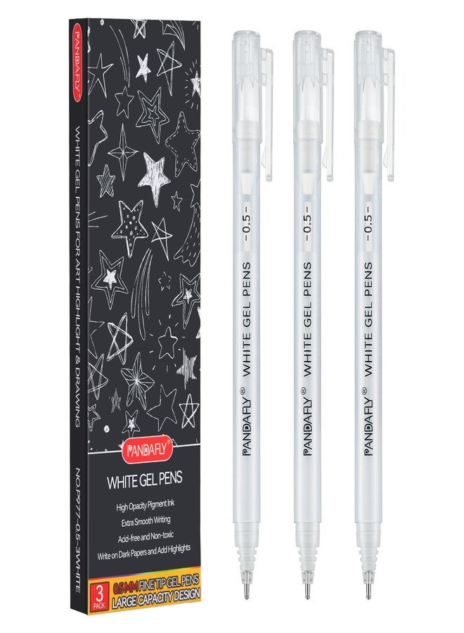 باندافلاي أقلام جل بيضاء من باندا فلاي، برأس رفيع للغاية 0.5 مم، حبر معتم يدوم طويلاً، مثالية للكتابة في المذكرات، أو الرسم، أو الفن - هدية مثالية للفنانين، أو هدايا الأعياد، أو مشاريع الأعمال اليدوية، عبوة من 3 أقلام - Image 1